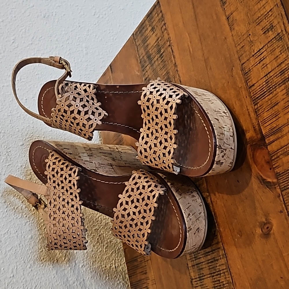 Tory Burch Leather Wedge Heels Size 11